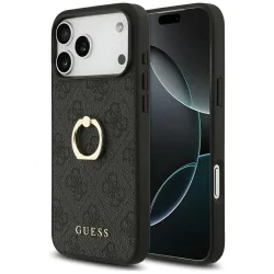 Custodia per Apple iPhone 17 Pro Max, Guess, 4G Ring Stand, Nera