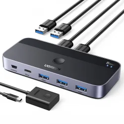 Switch USB UGREEN CM662, 3 x USB-A 3.0 - 1 x USB-C - 1 x miniUSB, Nero