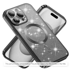 Custodia MagSafe per Apple iPhone 17 Air, Techsuit, Luxury Glitter, Nera