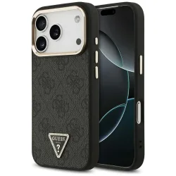 Custodia MagSafe per Apple iPhone 17 Pro, Guess, Logo Triangolo 4G, Nero Dorato