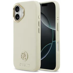 Custodia MagSafe per Apple iPhone 17, Guess, Grained Strass Logo, Beige