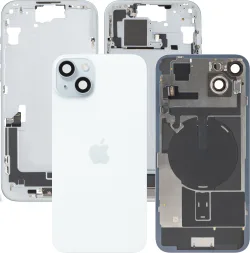 Copertura Batteria Apple iPhone 15 Plus, Con Scocca Centrale, Parti Complete, Blu, Swap Premium