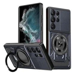 Custodia per Samsung Galaxy S22 Ultra 5G S908, Techsuit, RuggedCam, Blu