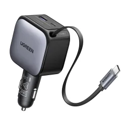 Caricabatterie Auto Con Cavo USB-C UGREEN EC602, 60W, 3A, 1 x USB-A - 1 x USB-C, Grigio