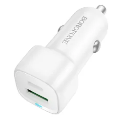 Caricabatterie Auto Borofone BZ34B Cloud, 20W, 3A, 1 x USB-A - 1 x USB-C, Bianco