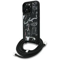 Custodia MagSafe per Apple iPhone 16 Pro Max, Karl Lagerfeld, Saffiano Crossbody, Nera