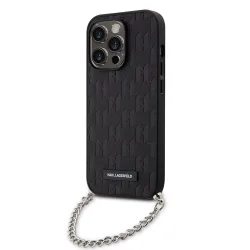 Custodia per Apple iPhone 14 Pro, Karl Lagerfeld, Saffiano Monogram Chain, Nera
