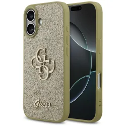 Custodia per Apple iPhone 17, Guess, Fixed Glitter Big 4G, Dorata
