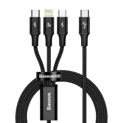 Cavo di Ricarica USB-C - Lightning / microUSB / USB-C Baseus Rapid 3in1, 20W, 1.5m, Nero CAMLT-SC01