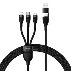 Cavo di Ricarica USB-A / USB-C - Lightning / microUSB / USB-C Baseus Flash Series II 3in1, 100W, 1.2m, Nero CASS030101