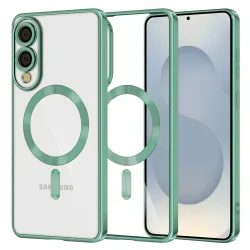 Custodia MagSafe per Samsung Galaxy S25 Edge S937, Techsuit, Luxury Crystal, Verde Chiaro