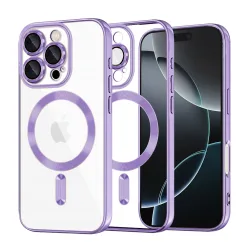 Custodia MagSafe per Apple iPhone 16 Pro, Techsuit, Luxury Crystal, Viola Chiaro