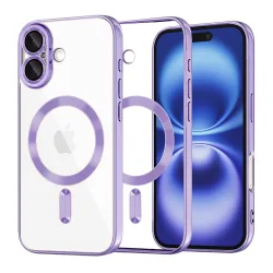 Custodia MagSafe per Apple iPhone 16, Techsuit, Luxury Crystal, Viola Chiaro