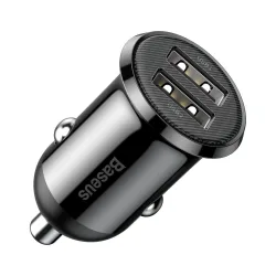 Caricabatterie Auto Baseus Grain Pro, 24W, 2.4A, 2 x USB-A, Nero CCALLP-01