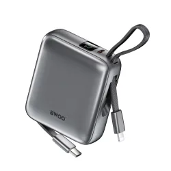 Batteria Esterna BWOO BO-P74, 10000mAh, 22.5W, PD, 1 x Lightning - 2 x USB-C, Nera