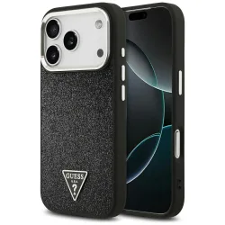 Custodia MagSafe per Apple iPhone 17 Pro, Guess, Glitter Triangle Logo, Nera