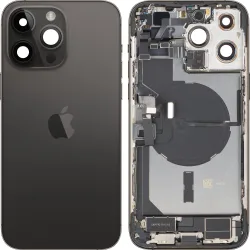 Cover Batteria Apple iPhone 14 Pro Max, Con Scocca Centrale, Parti Complete, Nero (Space Black), Swap Premium