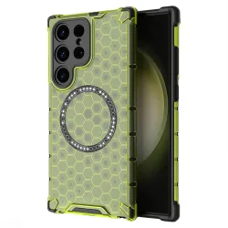 Custodia MagSafe per Samsung Galaxy S25 Ultra S938, Techsuit, HoneyComb Shield, Verde