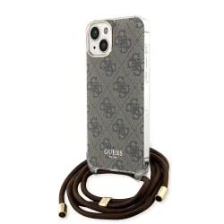 Custodia per Apple iPhone 15, Guess, 4G IML Printed Crossbody, Marrone