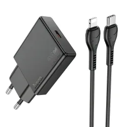 Caricabatterie da Rete con Cavo Lightning HOCO N37, 30W, 3A, 1 x USB-C, Nero