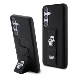 Custodia MagSafe per Samsung Galaxy S24+ S926, Karl Lagerfeld, Saffiano Gripstand Karl & Choupette, Nera