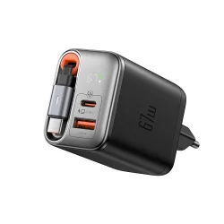 Caricabatterie Rete con Cavo USB-C McDodo CH-4100 FreeGo Display, 67W, 3.35A, 1 x USB-A - 1 x USB-C, Nero