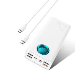 Batteria Esterna Baseus Amblight Display Digitale, 26800mAh, 65W, QC + PD, 1 x USB-C - 4 x USB-A, Bianca P10022402223-00