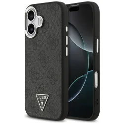Custodia MagSafe per Apple iPhone 17, Guess, 4G Triangle Logo, Nera Argentata