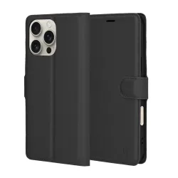 Custodia per Apple iPhone 16 Pro Max, Techsuit, Leather Folio, Nera