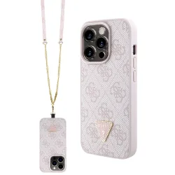 Custodia per Apple iPhone 15 Pro, Guess, Crossbody 4G Metal Logo, Rosa
