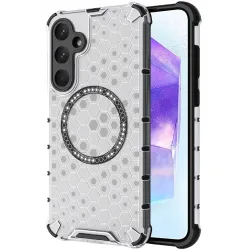 Custodia MagSafe per Samsung Galaxy A55 5G A556, Techsuit, HoneyComb Shield, Bianca
