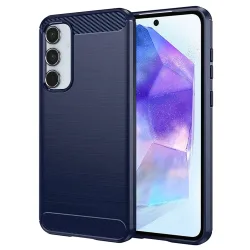 Custodia per Samsung Galaxy A55 5G A556, Techsuit, Carbonio, Blu
