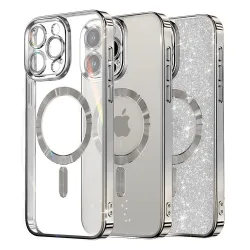 Custodia MagSafe per Apple iPhone 12 Pro, Techsuit, Luxury Glitter, Argento