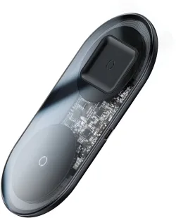 Caricabatterie Rete Wireless Baseus Simple 2in1, 15W, 1.67A, Trasparente WXJK-A01