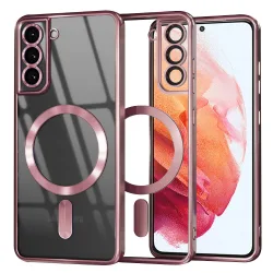 Custodia MagSafe per Samsung Galaxy S21 5G G991, Techsuit, Luxury Crystal, Rosa