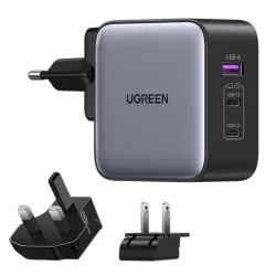 Caricabatterie di rete UGREEN CD296, 65W, 5A, 1 x USB-A - 2 x USB-C, Grigio