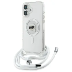 Custodia MagSafe per Apple iPhone 16, Karl Lagerfeld, IML Crossbody Karl's Head, Trasparente