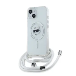 Custodia MagSafe per Apple iPhone 15, Karl Lagerfeld, IML Crossbody Choupette's Head con Tracolla, Trasparente