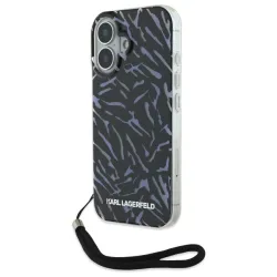 Custodia per Apple iPhone 16 Plus, Karl Lagerfeld, Zebra with Cord Strap, Viola