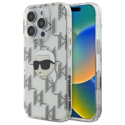Custodia per Apple iPhone 16 Pro, Karl Lagerfeld, IML Luxury Electroplated Karl's Head, Trasparente