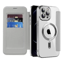 Custodia MagSafe per Apple iPhone 12 Pro, Techsuit, SmartMag Book, Grigio
