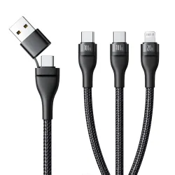 Cavo di ricarica USB-A / USB-C - Lightning / 2 x USB-C Baseus Flash Series III 3in1, 100W, 1,5m, Nero P10377501111-00