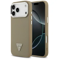Custodia MagSafe per Apple iPhone 17 Pro Max, Guess, Logo Triangolo Granulato, Marrone