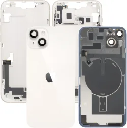 Cover Batteria Apple iPhone 14 Plus, Con Scocca Centrale, Parti Complete, Bianco (Starlight), Swap Premium