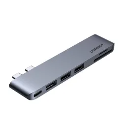Hub USB-C UGREEN CM251 per Apple MacBook Pro / Air Series, 3 x USB-A 3.0 - 1 x USB-C - 1 x SD - 1 x microSD, Grigio
