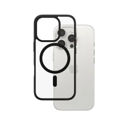 Custodia MagSafe per Apple iPhone 16 Pro, PanzerGlass, Frame, Trasparente Nera
