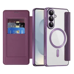 Custodia MagSafe per Samsung Galaxy S26 Plus S947, Techsuit, SmartMag Book, Viola