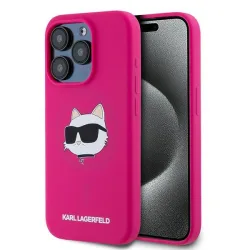 Custodia MagSafe per Apple iPhone 15 Pro Max, Karl Lagerfeld, Silicone Choupette's Head, Fucsia