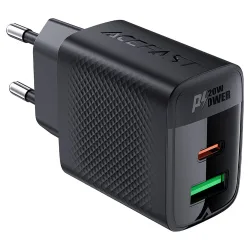 Caricabatterie Rete Acefast A78, 20W, 3A, 1 x USB-A - 1 x USB-C, Nero