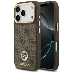 Custodia MagSafe per Apple iPhone 17 Pro, Guess, Logo Strass 4G, Marrone